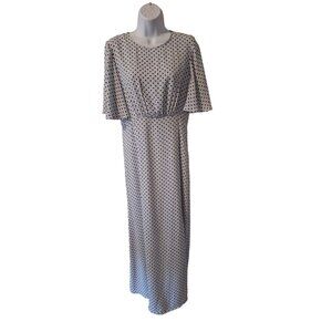 Who What Wear Womens Small White BlackPolka Dot Maxi Dress Lagenlook